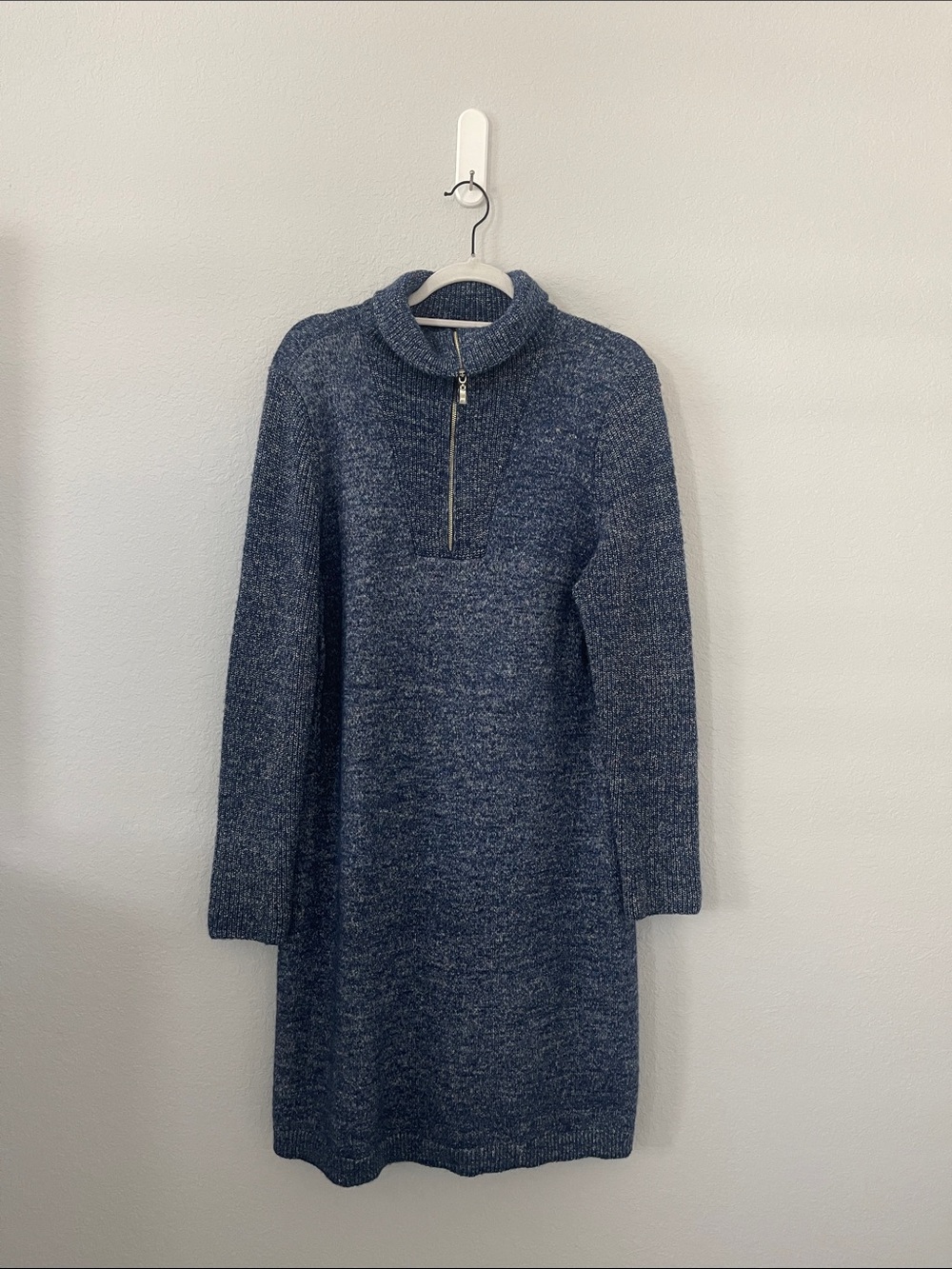 Talbots Blue Marled Quarter Zip Sweater Dress Size Large
